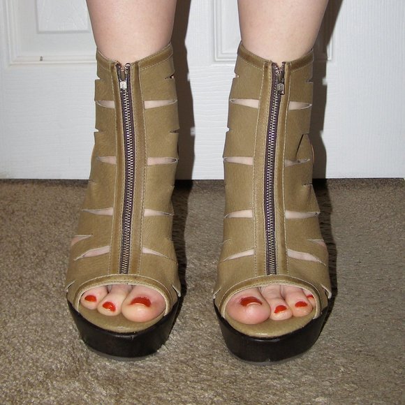 sz 8 Faryl Robin Leather Wood Platform shoes - Picture 2 of 8